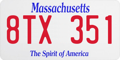 MA license plate 8TX351