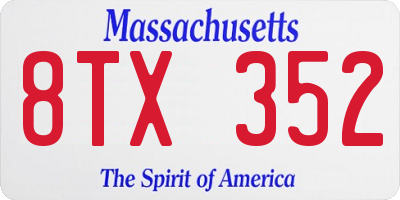 MA license plate 8TX352