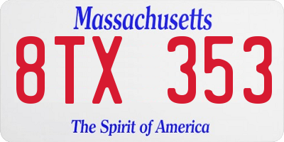 MA license plate 8TX353