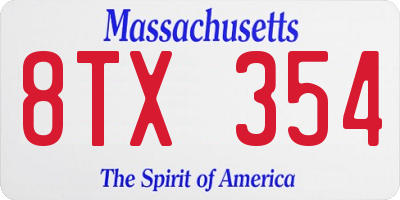 MA license plate 8TX354