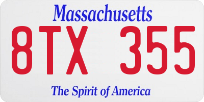 MA license plate 8TX355
