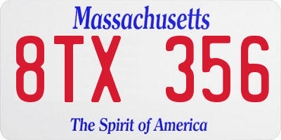 MA license plate 8TX356