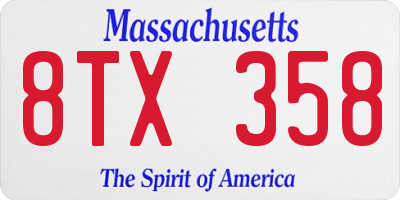 MA license plate 8TX358