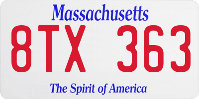MA license plate 8TX363