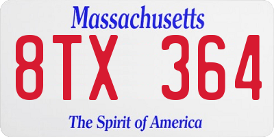 MA license plate 8TX364