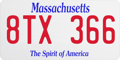 MA license plate 8TX366