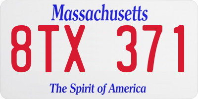 MA license plate 8TX371