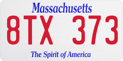 MA license plate 8TX373