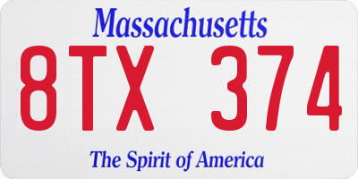 MA license plate 8TX374