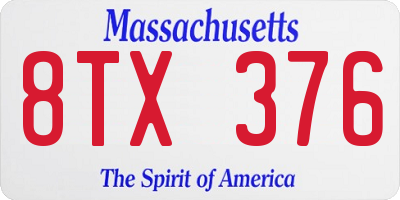 MA license plate 8TX376