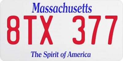 MA license plate 8TX377