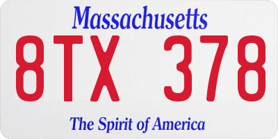 MA license plate 8TX378
