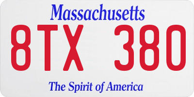 MA license plate 8TX380