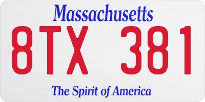 MA license plate 8TX381