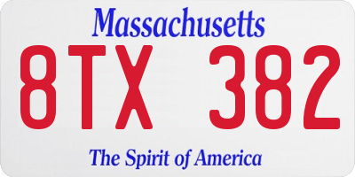 MA license plate 8TX382