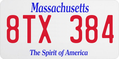MA license plate 8TX384