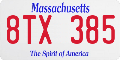 MA license plate 8TX385