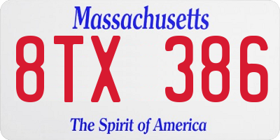 MA license plate 8TX386