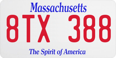 MA license plate 8TX388