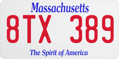 MA license plate 8TX389