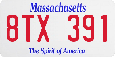 MA license plate 8TX391