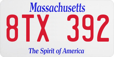 MA license plate 8TX392