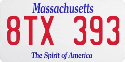 MA license plate 8TX393