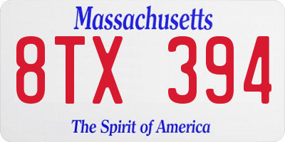 MA license plate 8TX394