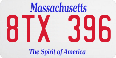 MA license plate 8TX396