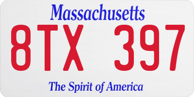 MA license plate 8TX397