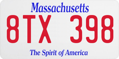 MA license plate 8TX398