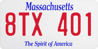 MA license plate 8TX401