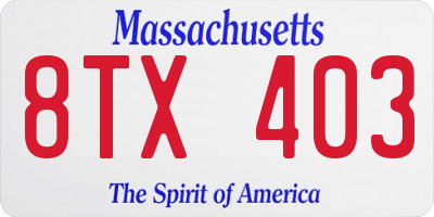 MA license plate 8TX403