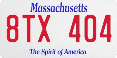 MA license plate 8TX404