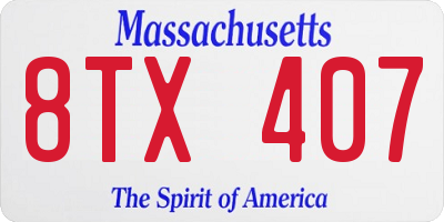 MA license plate 8TX407
