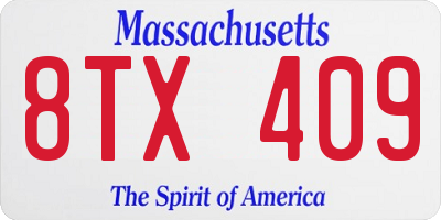 MA license plate 8TX409