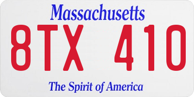 MA license plate 8TX410