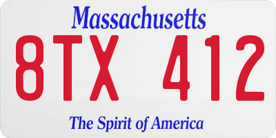 MA license plate 8TX412