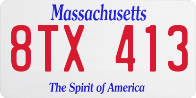 MA license plate 8TX413