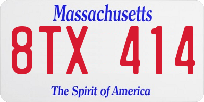 MA license plate 8TX414