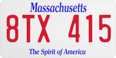 MA license plate 8TX415