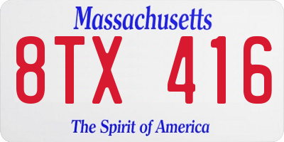 MA license plate 8TX416