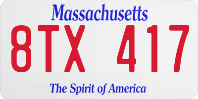 MA license plate 8TX417