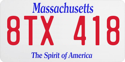 MA license plate 8TX418