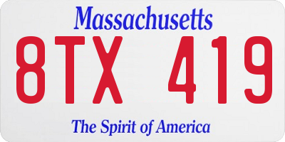 MA license plate 8TX419