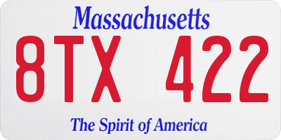 MA license plate 8TX422