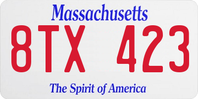 MA license plate 8TX423