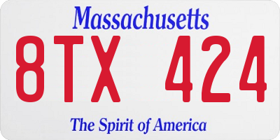 MA license plate 8TX424
