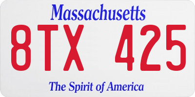 MA license plate 8TX425