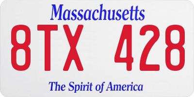 MA license plate 8TX428